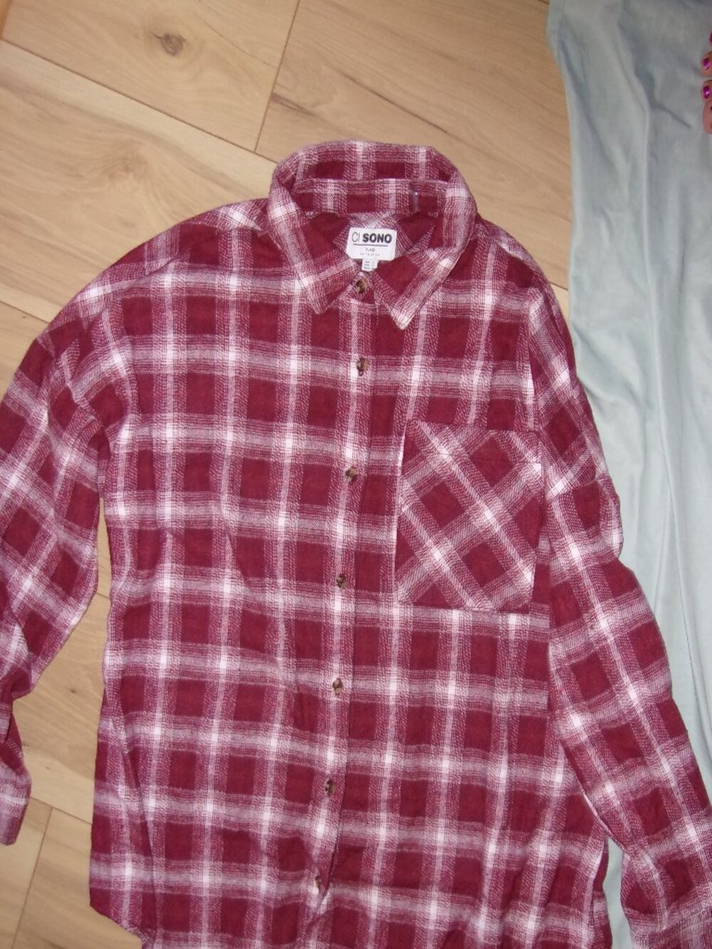 flannel size small womens plaid  shirt  button maroon white gorpcore